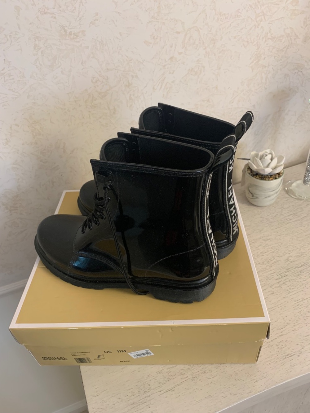 Michael Kors Black Patent Leather Boots, Size 11 - Picture 4 of 7